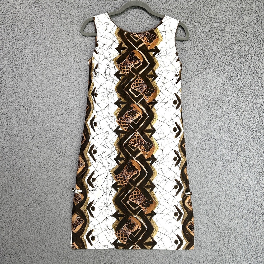 Vtg 1960s Honolulu Barkcloth Shift Dress Polynesian Tiki Mod Resortwear Womens S